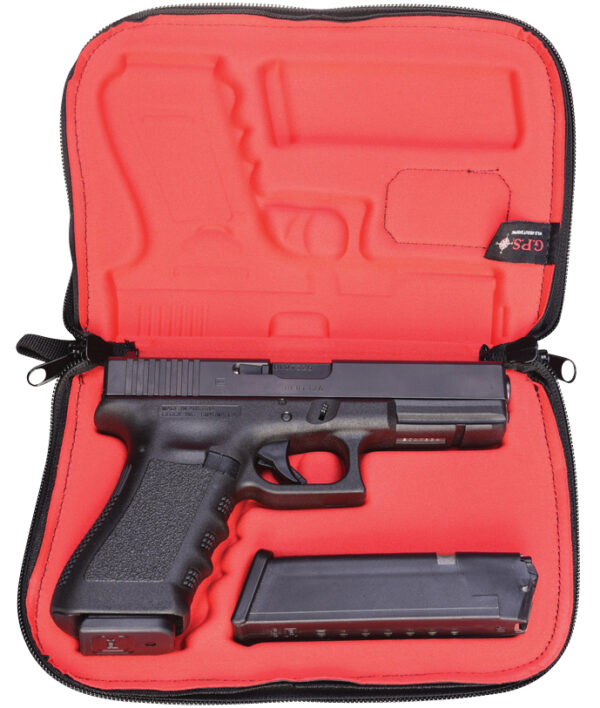 GPS Bags GPS907PC Custom Molded  with Lockable Zippers, Internal Mag Holder & Black Finish for Glock 17,19,22,23,26,27