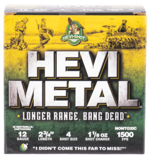 HEVI-Metal HS38704 HEVI-Metal Longer Range 12 Gauge 2.75" 1 1/8 oz 4 Shot 25 Per Box/ 10 Case