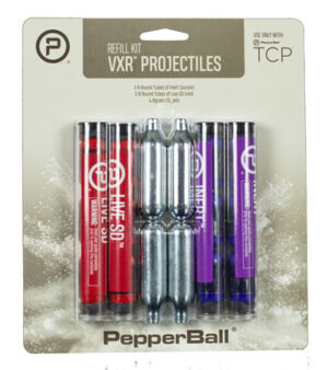 PepperBall 970010216 TCP VXR Projectile Refill Kit Red Purple Includes CO2 Cartridges