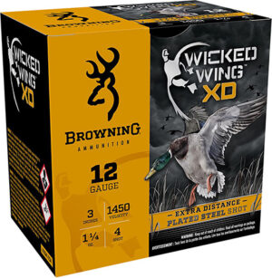 Browning Ammo B193411234 Wicked Wing XD  12 Gauge 3" 1 1/4 oz 4 Shot 25 Per Box/ 10 Case