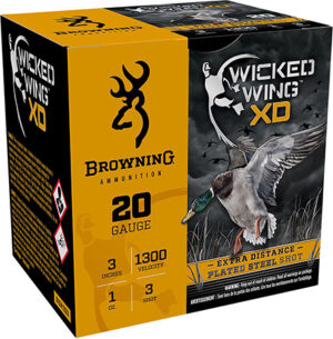 Browning Ammo B193412033 Wicked Wing XD  20 Gauge 3" 1 oz 3 Shot 25 Per Box/ 10 Case