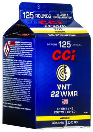 CCI 929CC VNT Rimfire 22 WMR 30 gr Varmint Tipped 125 Per Box/ 10 Case