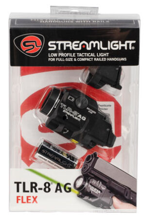Streamlight 69434 TLR-8 AG Weapon Light w/Laser Black Anodized Aluminum For Handgun 500 Lumens White LED Bulb Green Laser 140 Meters Beam