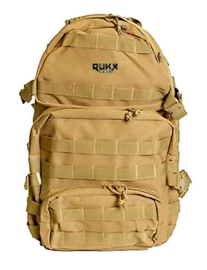 Rukx Gear ATICT3DT Tactical 3 Day Water Resistant Tan 600D Polyester with Molle, Hook & Loop Panel, 4 Storage Areas 16" x 10" x 10"