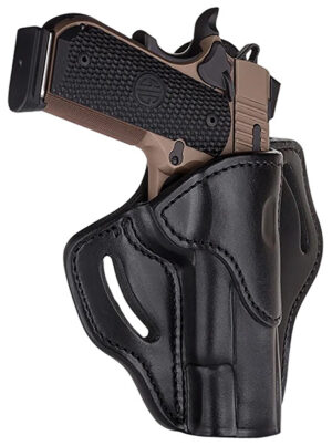 1791 Gunleather ORBH1SSBLR BH1 Optic Ready OWB Stealth Black Leather Belt Slide Fits 4-5" 1911 Right Hand