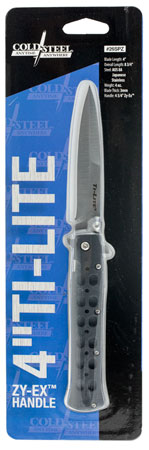 Cold Steel 26SP Ti-Lite  4" Folding Plain Spear Point Japanese AUS-8A SS Blade/ Black Zy-Ex Handle