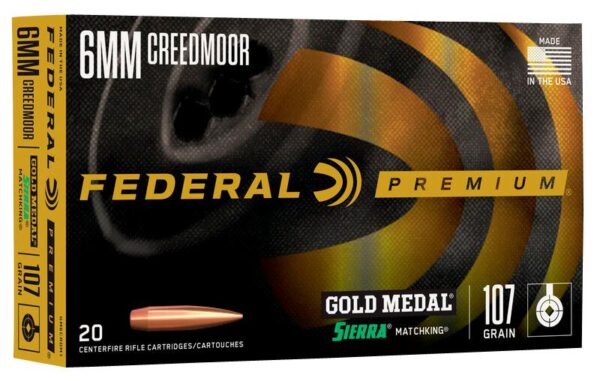 Federal Gold Medal Berger Hybrid Rifle Ammuntion 6mm Creedmoor 109gr BTHP 2975 fps 20/ct