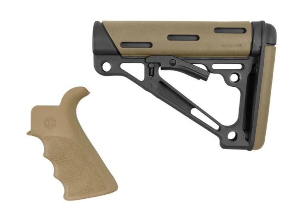 Hogue AR-15/M-16 2-Piece Kit Flat Dark Earth Grip and Collapsible Buttstock - Fits Commercial Buffer Tube
