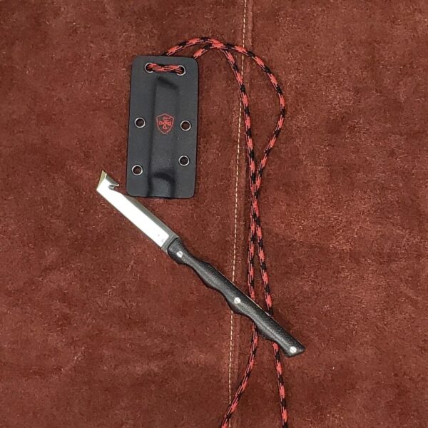 Templar Knife NBLK322 Neck  2.46" Fixed Drop Point Plain Powder Coated D2 Steel Blade/ 4.22" Black Canvas Micarta Handle Includes Lanyard/Sheath