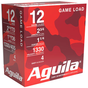Aguila 1CHB1204 Birdshot High Velocity 12 Gauge 2.75" 1 1/4 oz 4 Shot 25 Per Box/ 10 Case