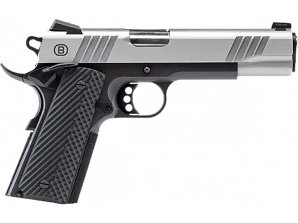 Bersa B1911 Pistol - Brushed Stainless | .45 ACP | 5" Barrel | 8rd | Black Frame