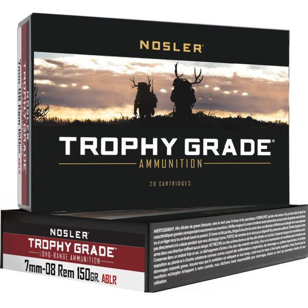 Nosler Trophy Grade Long Range Rifle Ammunition 7mm-08 Rem. 150 gr. ABLR SP 20 rd.