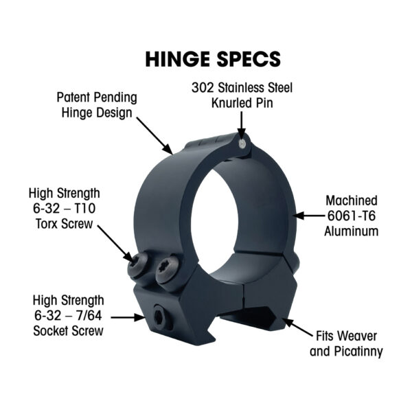 VersaRing Universal Scope Rings Black 30mm Hinge - Image 3