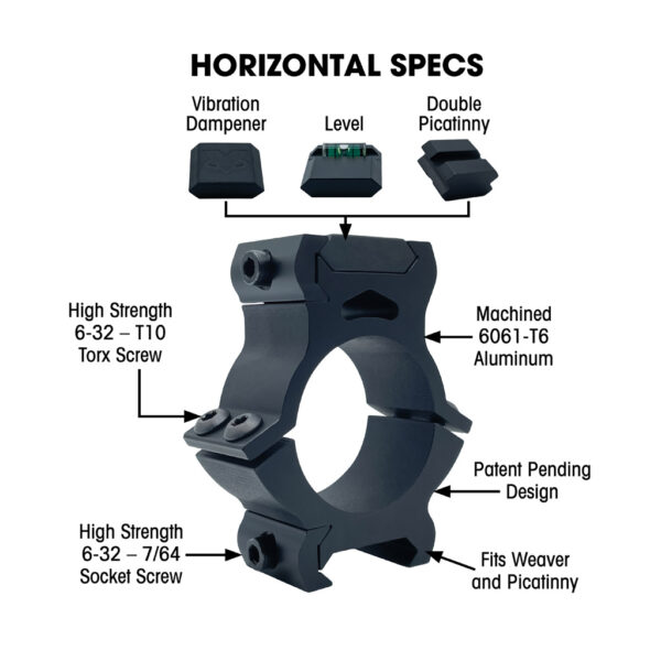 VersaRing Universal Scope Rings Black 30mm Horizontal - Image 2