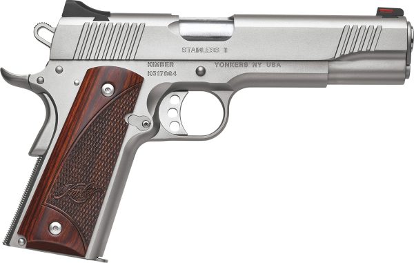 Kimber Mfg.,inc 3200328 Stainless II  45ACP 7+1 5" Front Serrations Stainless Steel Slide Satin Silver Rosewood w/ Kimber logo Grip