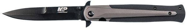 Smith & Wesson Knives 1085899 M&P Tactical Stiletto 4" Folding Spear Point Plain Stainless Steel Blade FRN Black/FDE Includes Pocket Clip