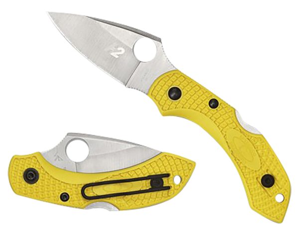 Spyderco C28PYL2 Dragonfly 2 Salt 2.25" Folding Plain Stonewashed H1 Steel Blade/ Yellow Textured FRN Handle Includes Pocket Clip