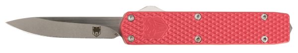 CobraTec Knives MNRDMGEN2DNS Mini Mamba Gen II 2.25" OTF Plain Stonewashed D2 Steel Blade, 3.38" Red Textured Anodized Aluminum Handle, Features Glass Breaker, Includes Pocket Clip