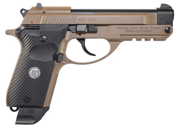 EAA GIRSAN 390860 MC 14T Solution Compact Frame 380 ACP 13+1, 4.50" Black Steel Tip-Up Barrel, Flat Dark Earth Serrated Steel Slide & Aluminum Frame w/Picatinny Rail, Black Grip, Ambidextrous