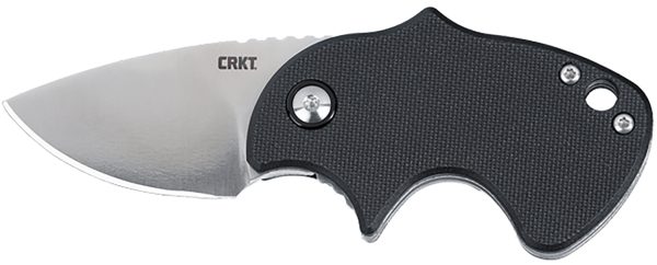 CRKT 7930 Orca  Compact 1.79" Folding Plain Satin D2 Steel Blade, Black GRN Handle