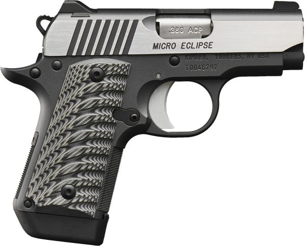 Kimber Mfg.,inc 3300188 Micro Eclipse 380 ACP 7+1 2.75" Matte Black KimPro II Flat Top Stainless Steel Slide Charcoal Gray G-10 Grip