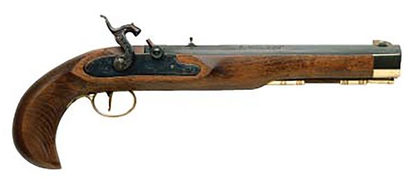 Traditions P1060 Kentucky Pistol Single Shot 50 Cal Percussion 10" Color Case Hardened Frame Blued Barrel Walnut Grip