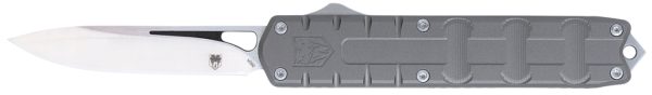CobraTec Knives CTEGRYM390DNS Enforcer  3.25" OTF Drop Point Plain M390 Steel Blade/Gray Aluminum Handle