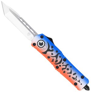 CobraTec Knives MFLBLUFS3TNS FS-3 Fishing Lure Medium 3" OTF Tanto Plain Satin D2 Steel Blade, 4.50" Blue Fishing Lure Aluminum Cerakoted Handle