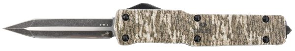 Templar Knife MZMOB121 Premium Weighted Slim 3.16" OTF Dagger Plain Black Oxide Stonewashed Powdered D2 Steel Blade/4.93" Mossy Oak Bottomland Aluminum Zinc Alloy Handle