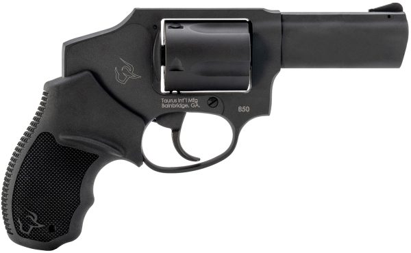 Taurus 2-850131 850  Small 38 Special 5 Shot 3" Matte Black Alloy Steel Barrel, Cylinder & Frame, Black Rubber Grip, Transfer Bar Safety, Concealed Hammer