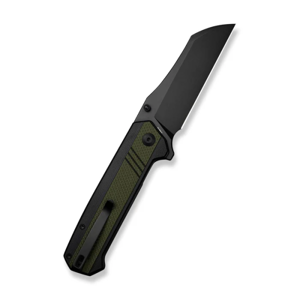 Draxor Flipper/Thumb Stud Folding Knife 3.70"" Black 9Cr18MoV Sheepsfoot Plain Edge Blade, Green/Black G10 Handle