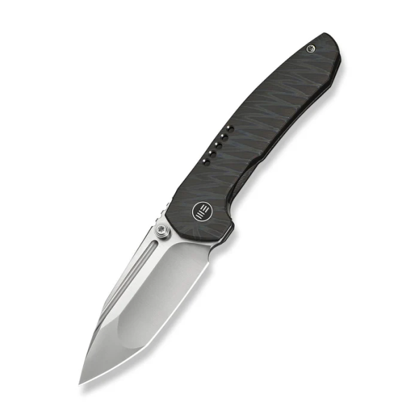 WEKNIFE Micro Trogon Thumb Stud Knife Tiger Stripe Pattern Flamed Titanium Handle