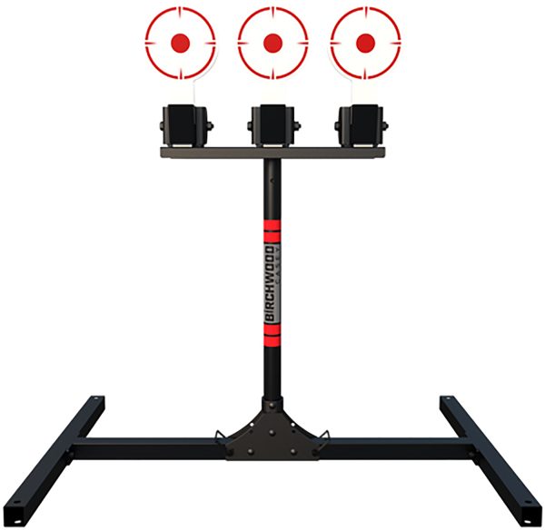 Birchwood Casey 3TPR 3 Spring Loaded Self Resting Targets Plate Rack Black/Red AR500 Steel 0.37" Thick Standing