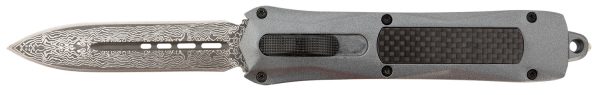 Steel River Knives A163BDD Spartan  3.50" OTF Dagger Plain Damascus 440C SS Blade/Gray w/Carbon Fiber Inlay Aluminum Zinc Alloy Handle