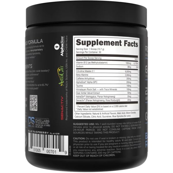 Bucked Up Pre-Workout Blue Raz 30 Serving Tub