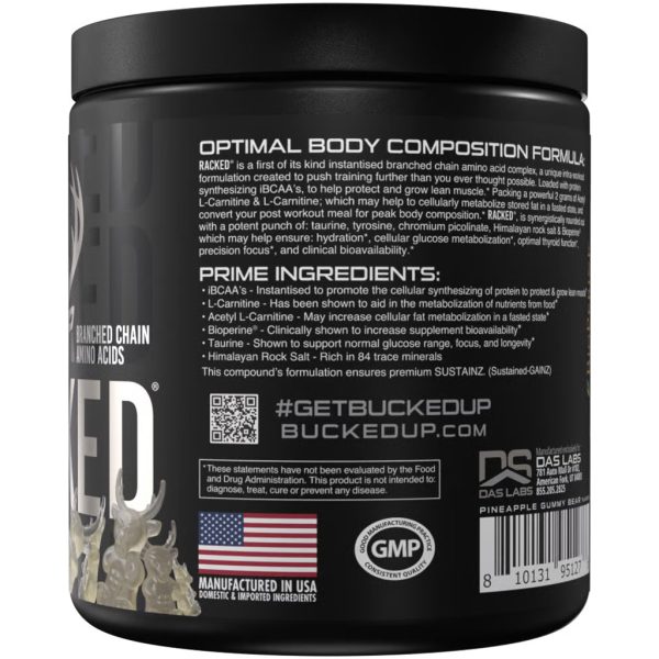 Bucked Up Racked BCAA White Gummy Deer 30 Serving Tub - Image 2
