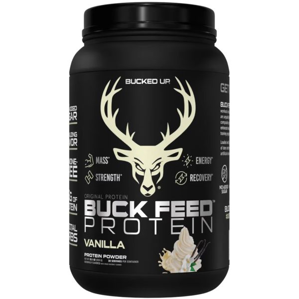 Bucked Up Buck Feed Protein Vanilla 30 Serving Tub - Image 2