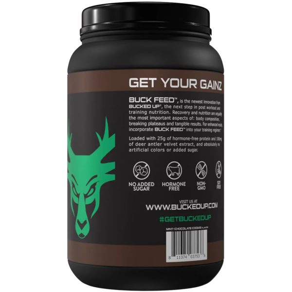 Bucked Up Buck Feed Protein Chocolate Mint 30 Serving Tub - Image 3