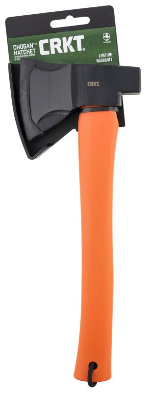 CRKT 2727 Chogan  3.16" Blade 1055 Carbon Steel Blade Orange GRN Handle 13.19" Long Axe w/Hammer
