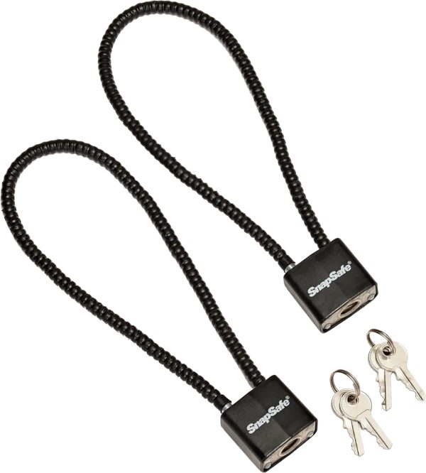 SnapSafe 75281 Lock Box Cable Lock with Padlock Steel PVC-Covered Black 2 Pack