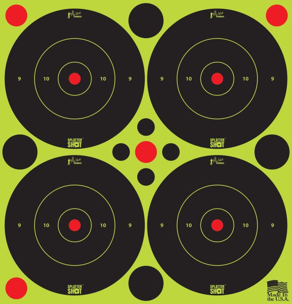 Pro-Shot 3BGREEN48 SplatterShot  Self-Adhesive Paper Black/Green 3" Bullseye 12Pack/48Targets