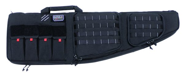 GPS Bags T43ARDB Tactical AR Case 43" Black 1000D Polyester with Mag & Storage Pockets, EPE Padding, Lockable Zippers, & External Handgun Pocket Holds 2 Rifles