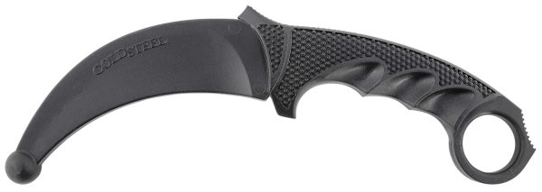 Cold Steel CS92R49 Karambit Rubber Trainer 4" Fixed Plain Black Santoprene Blade/Black Deep Checkered w/Ring Pommel Santoprene Handle