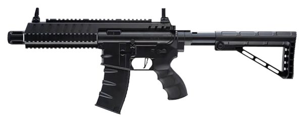Umarex 2252120 Steel Strike Air Rifle CO2 177 BB Single Shot Or 6  Round Burst Mode, 30rd Drop Free Magazine, 900 BB Capacity Reservoir, Flat Top Picatinny Rail, Flip Up Sights, Adjustable Stock
