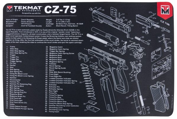 TekMat TEKR17CZ75 CZ 75 Cleaning Mat Black/White Rubber 11"x17" CZ-75 Parts Diagram