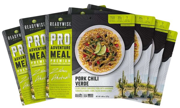 ReadyWise RW05191 Outdoor Food Kit Pork Chili Verde 2 Servings Per Pouch, 6 Per Case