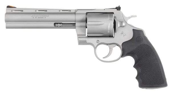 Colt Mfg ANACONDASM6RTS Anaconda  44 Mag 6rd Shot 6" Matte Stainless Vent Rib Barrel, Cylinder & Frame, Black Grip