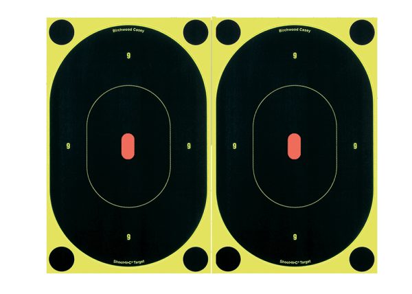 Birchwood Casey 34710 Shoot-N-C Reactive Target Self-Adhesive Paper Black/Yellow 7" Oval Silhouette 6 Pack