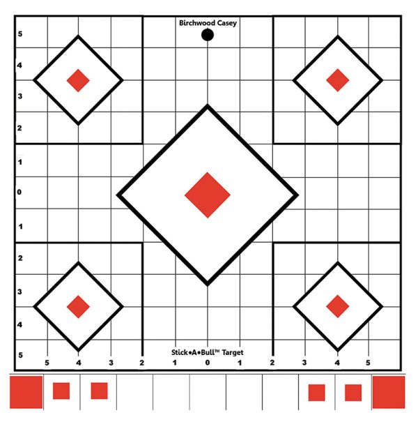 Birchwood Casey 33922 Stick-A-Bull Sight-In Self-Adhesive Paper White/Red 12" 5-Diamond 5 Pack