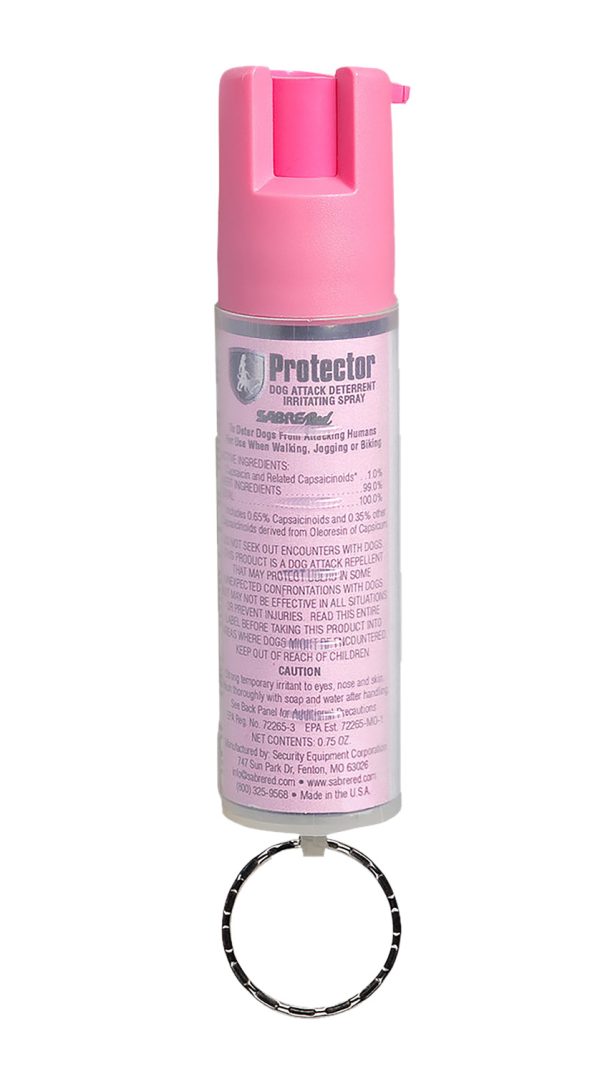 Sabre SRPNBCPKR02 Dog Spray  Capsaicin Range 12 ft 0.75 oz Pink Includes Key Ring